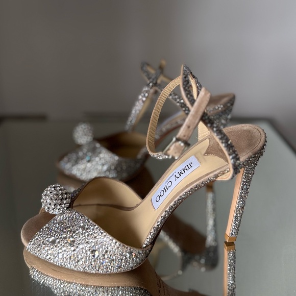 Like new Jimmy CHOO Sacora 100 Sandals with Crystals Sphere Detail 38.5 - Picture 11 of 17